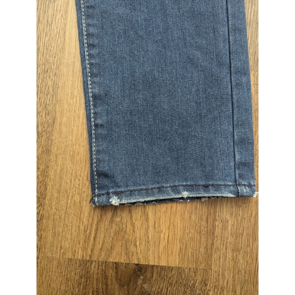 7 For All Mankind Dojo Jeans 28x34 Blue Medium Wash Straight Skinny Chain Sequin - Picture 7 of 16
